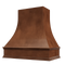Campana extractora de madera color chocolate con frente curvo y borde decorativo: anchos disponibles de 30", 36", 42", 48", 54" y 60"