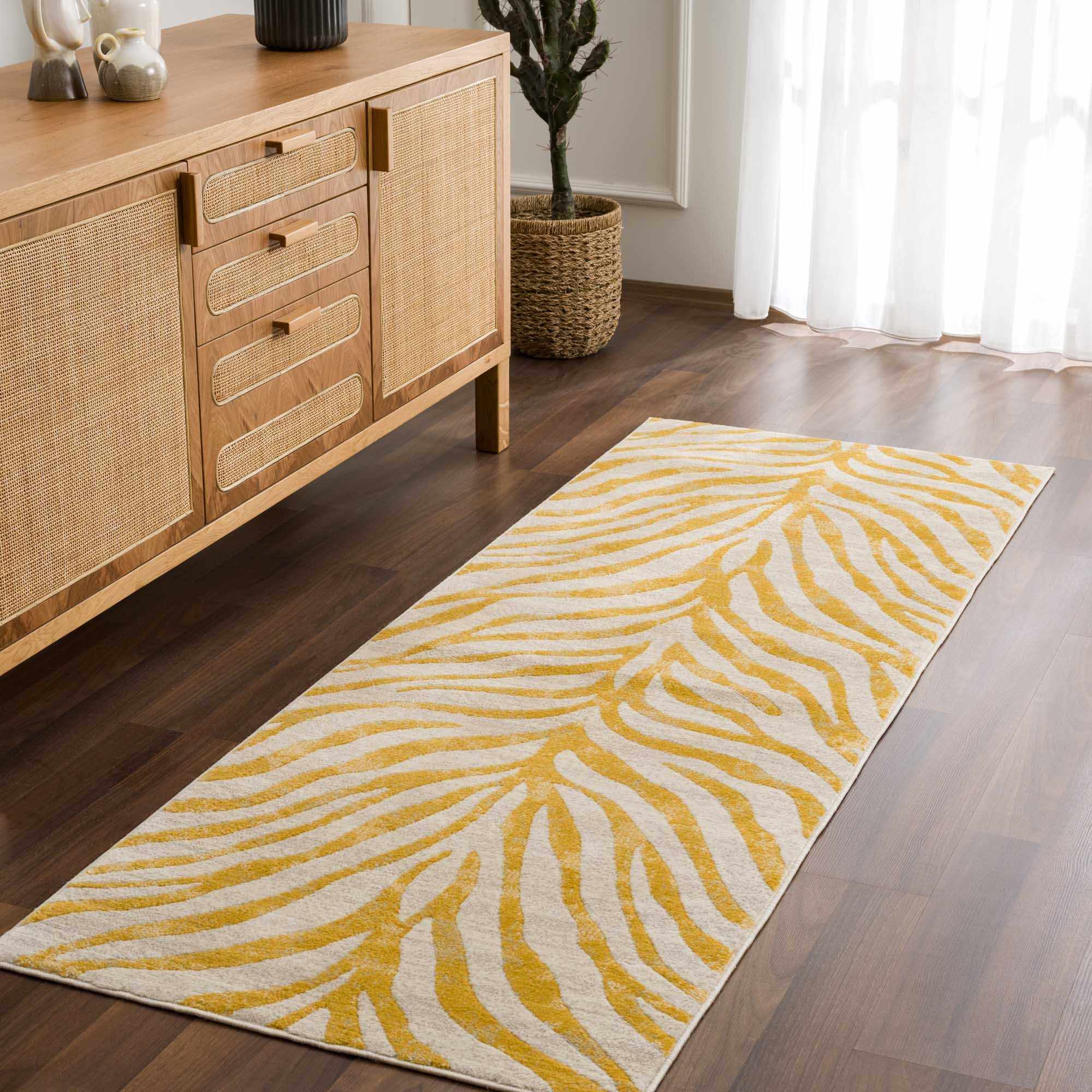 Alfombra con estampado de cebra en amarillo Terra - Liquidación