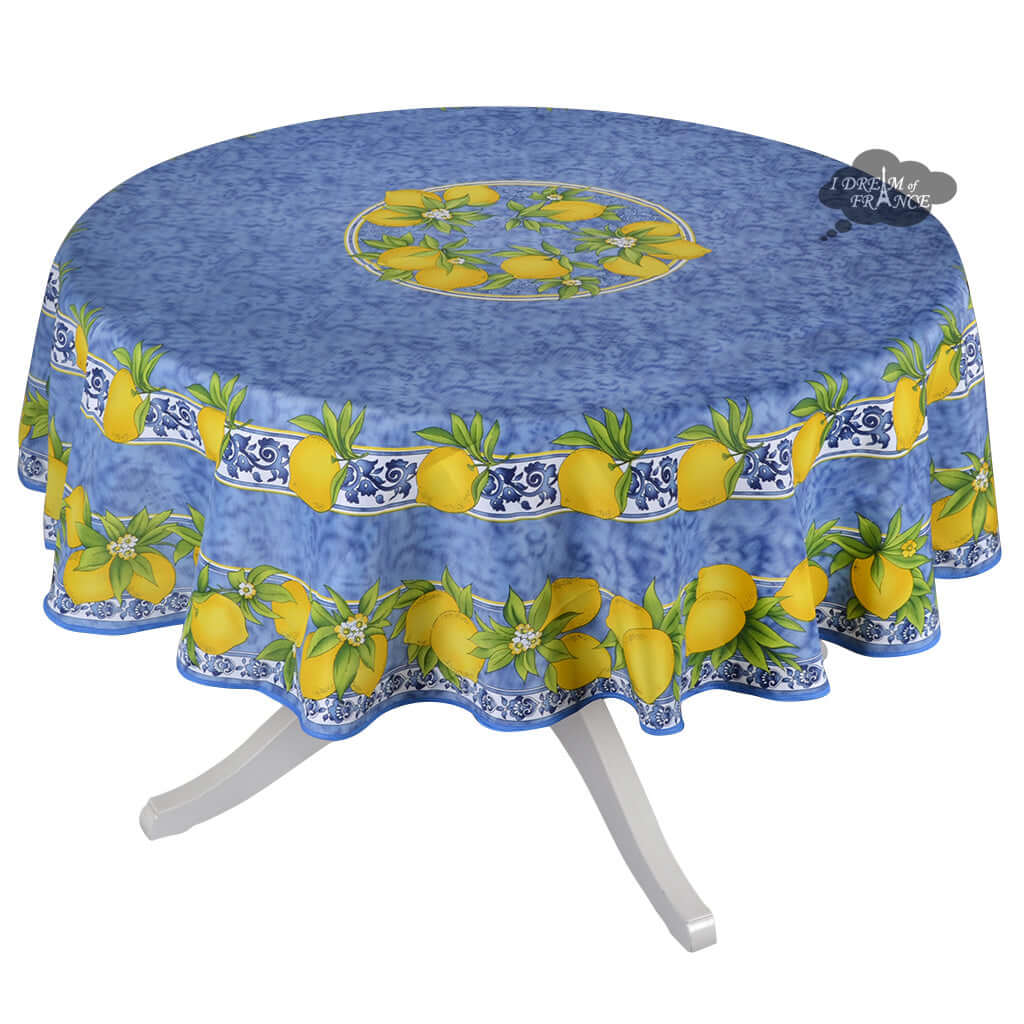 Citrus Blue French Provencal Polyester Tablecloth - 70