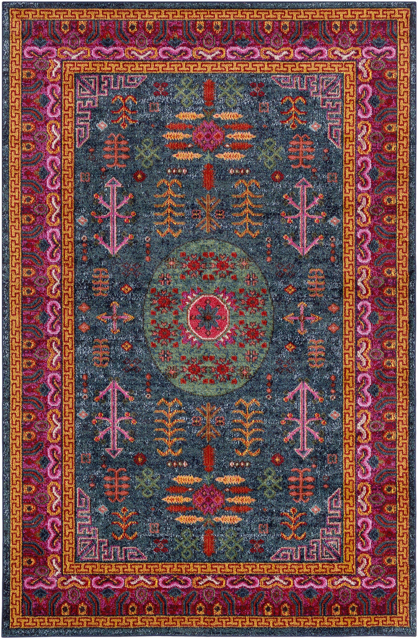 Alfombra tradicional colorida de Cleveland: verde azulado, aguamarina y azul marino
