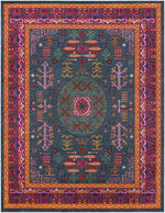 Alfombra tradicional colorida de Cleveland: verde azulado, aguamarina y azul marino