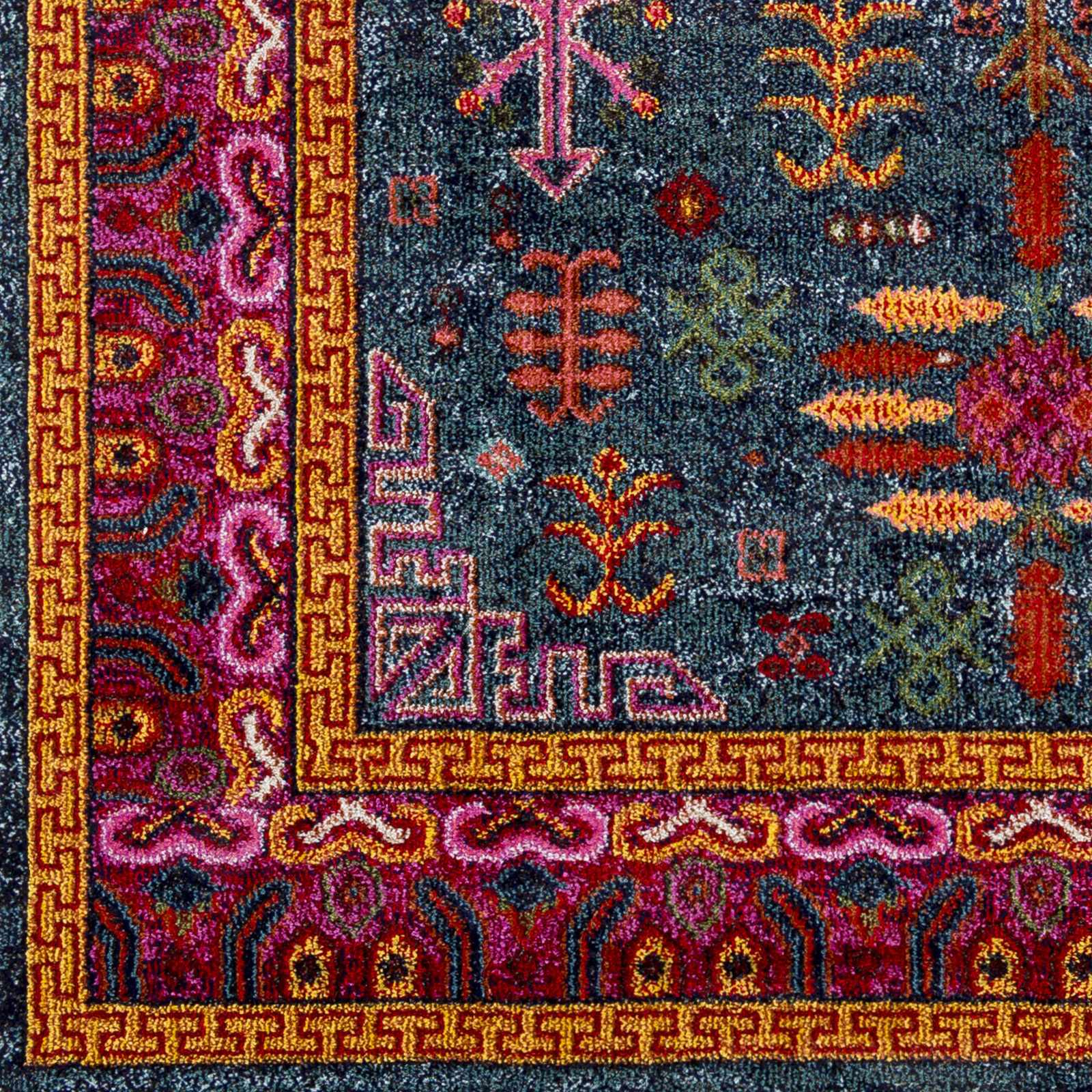 Alfombra tradicional colorida de Cleveland: verde azulado, aguamarina y azul marino