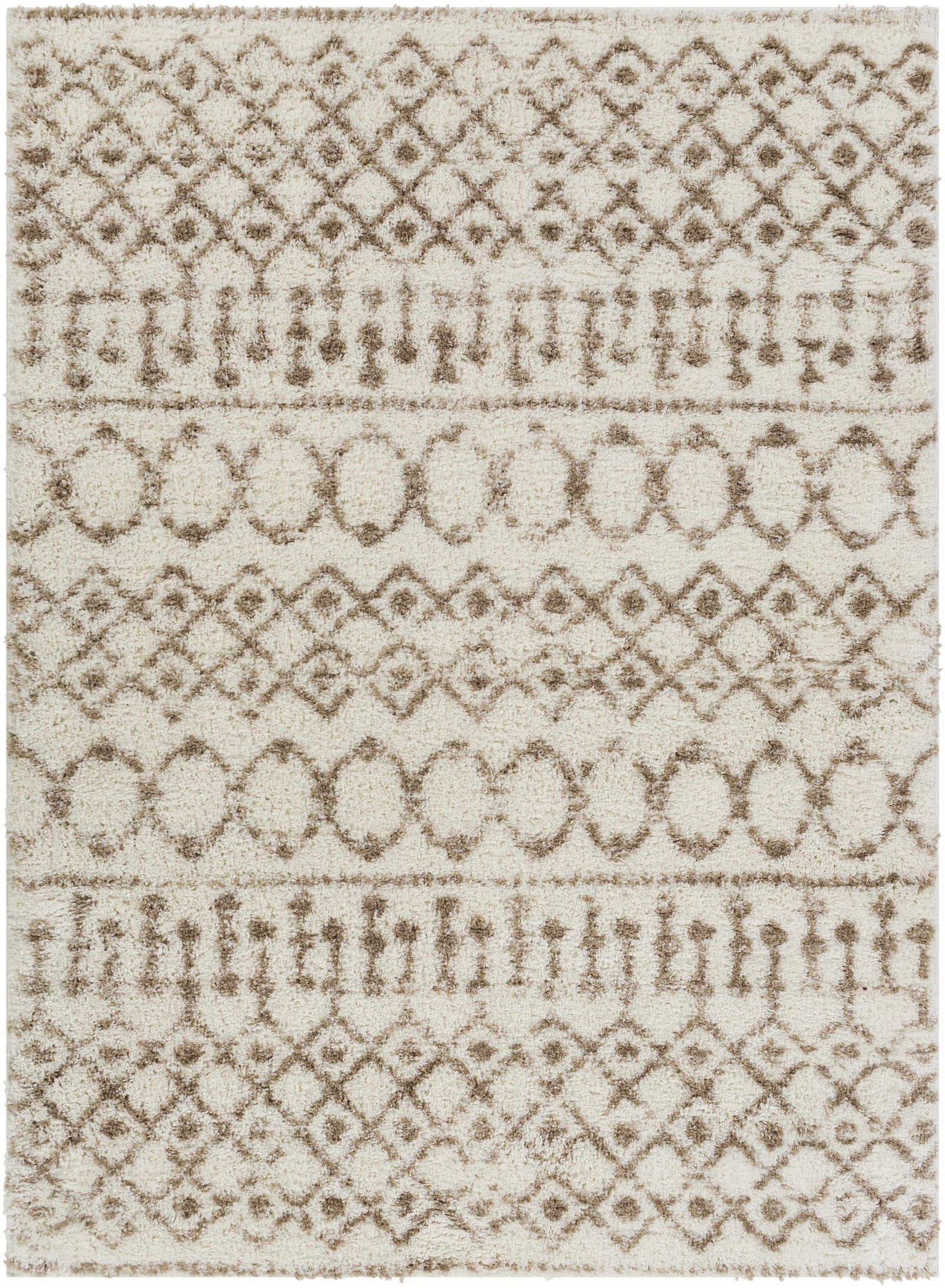 Alfombra de felpa con enrejado en color crema y tostado Monarch