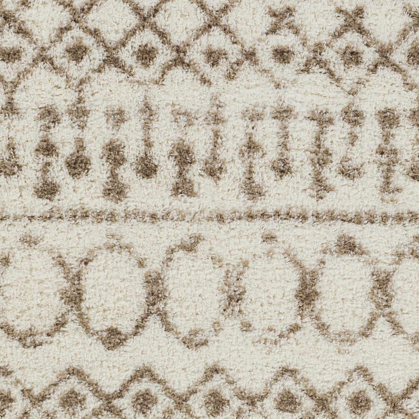 Alfombra de felpa con enrejado en color crema y tostado Monarch