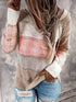 Casual Hooded Knit Sweater with Color Blocks