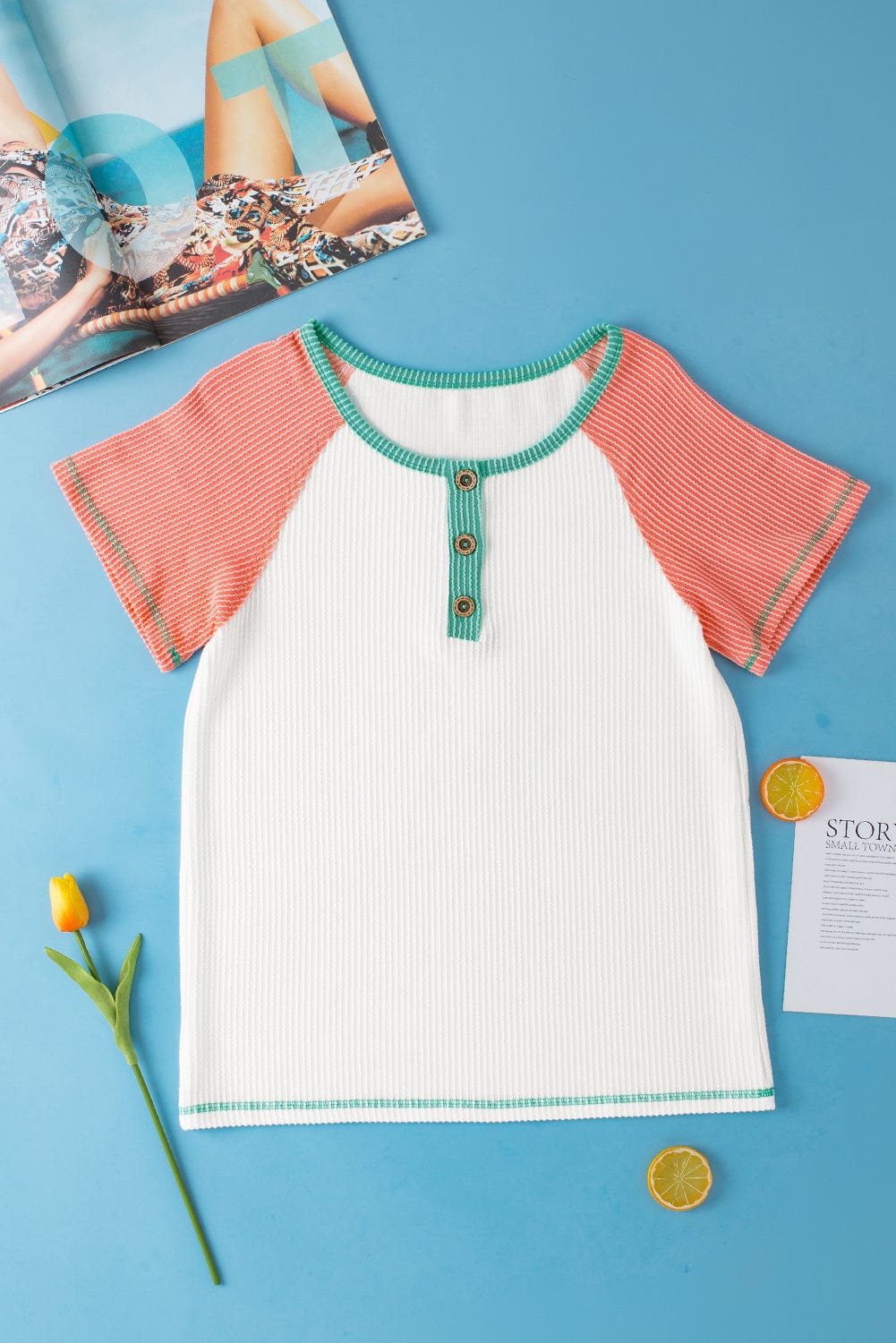 Contrast Color Henley