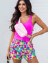 Colorful Geometric Print Active Shorts with High Waist