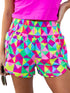 Colorful Geometric Print Active Shorts with High Waist