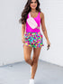 Colorful Geometric Print Active Shorts with High Waist