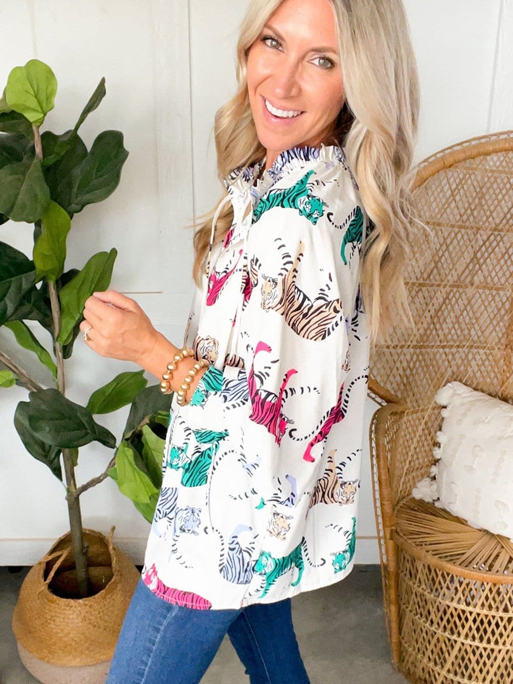Casual Tiger Print Blouse