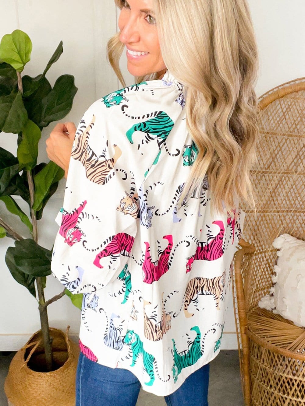 Casual Tiger Print Blouse