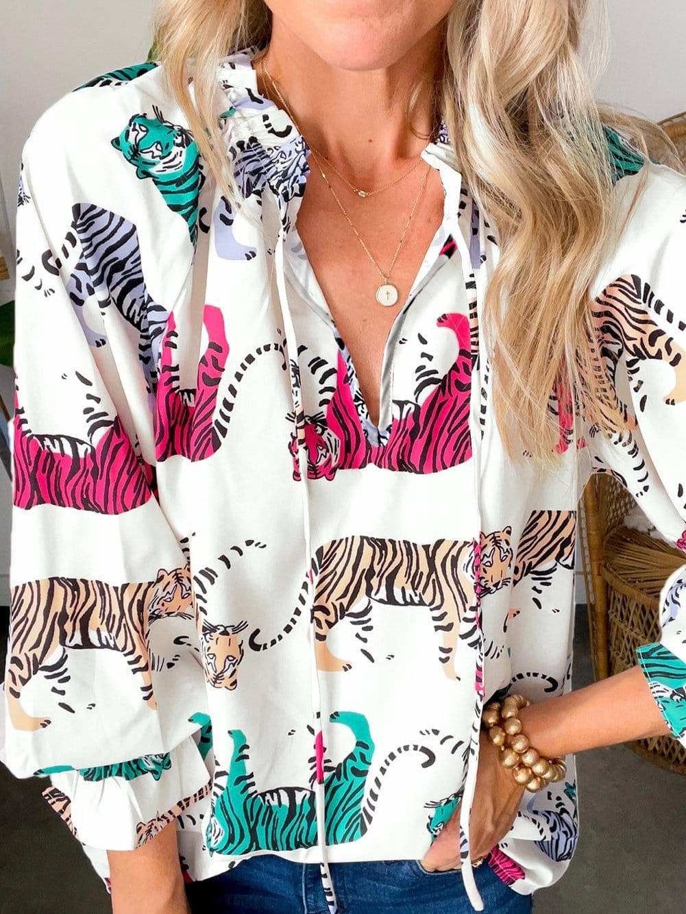 Casual Tiger Print Blouse