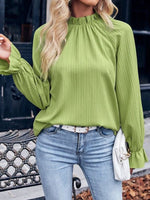 Versatile Pleated Mock Neck Top