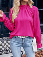 Versatile Pleated Mock Neck Top