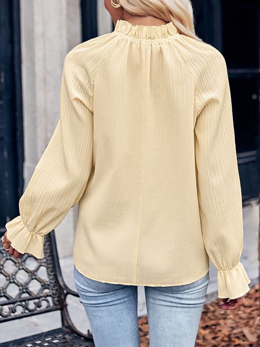 Versatile Pleated Mock Neck Top