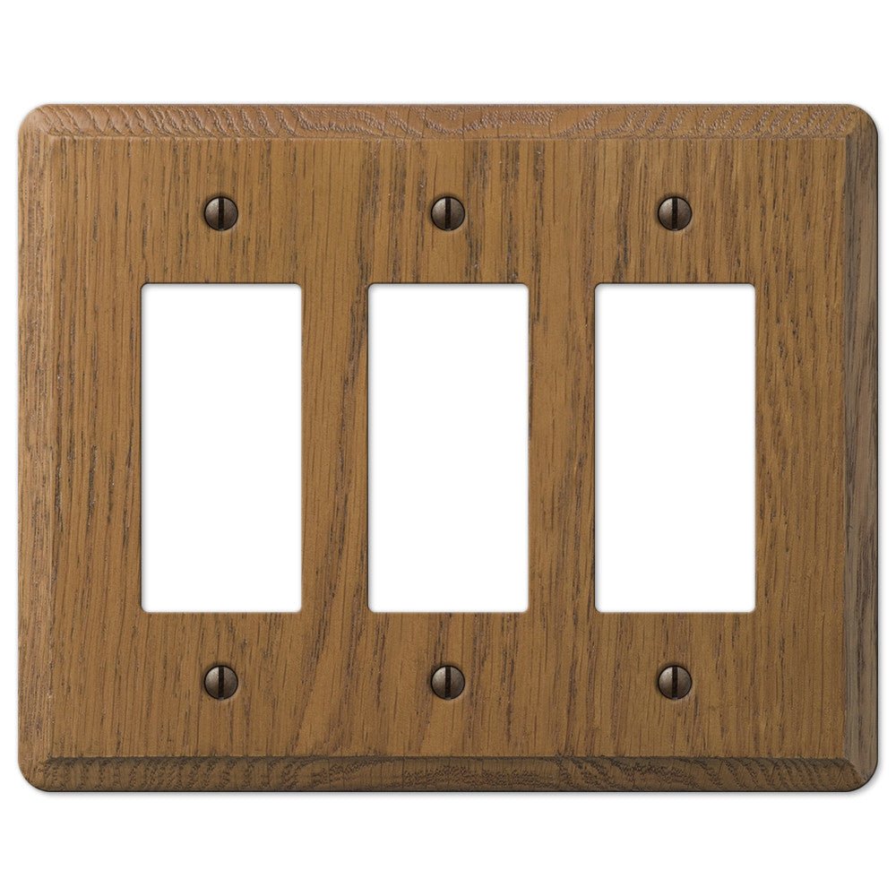 Placa de pared contemporánea de madera de roble medio con 3 balancines