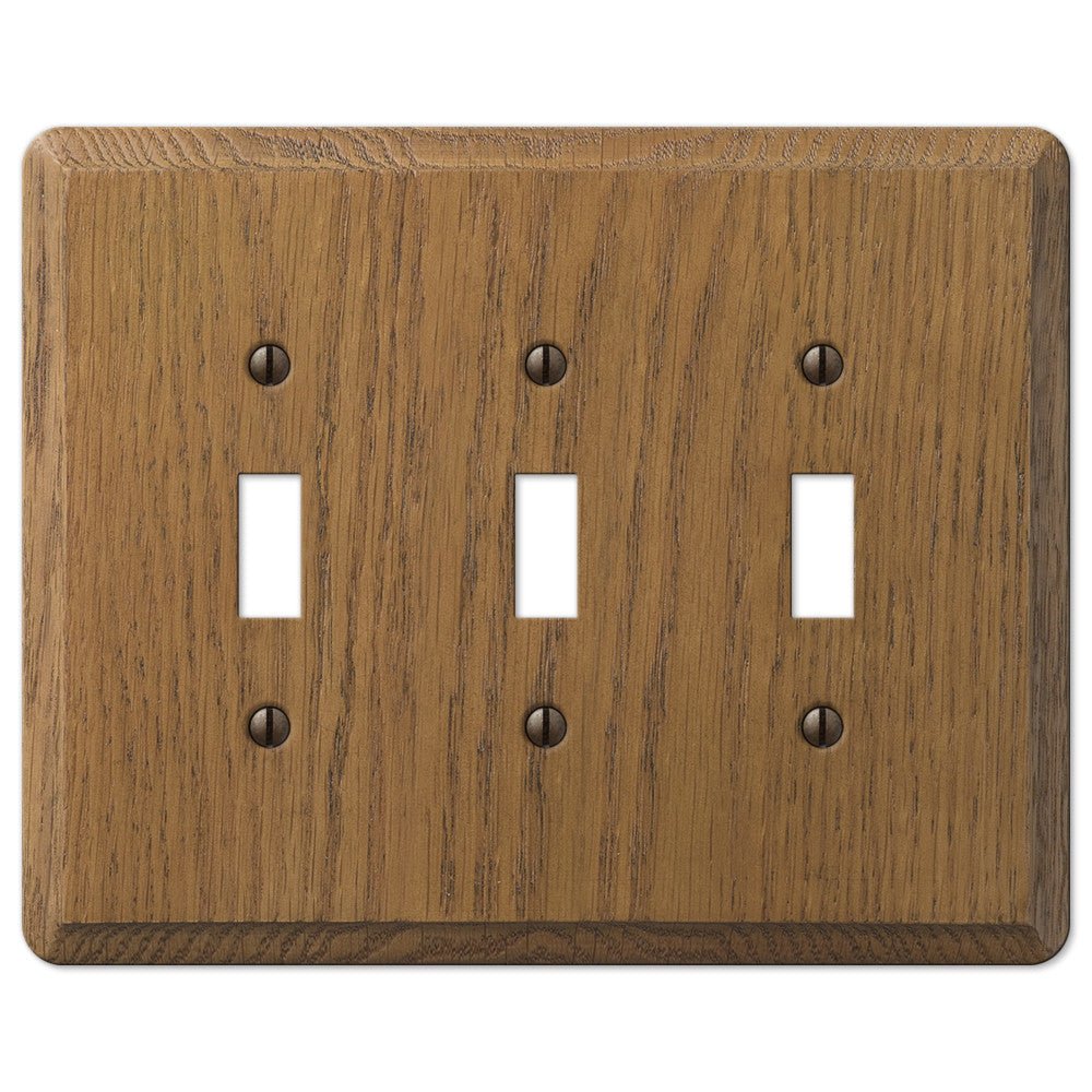 Placa de pared contemporánea de madera de roble medio con 3 palancas