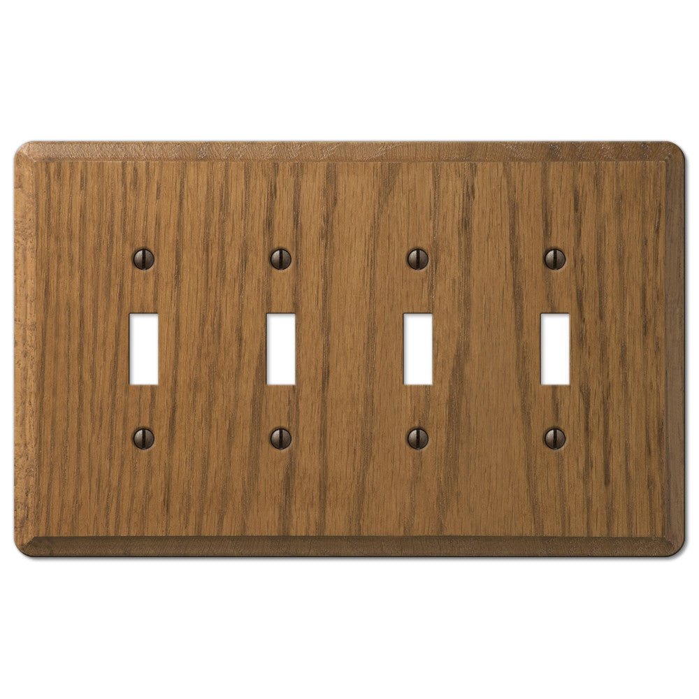 Placa de pared contemporánea de madera de roble medio con 4 palancas