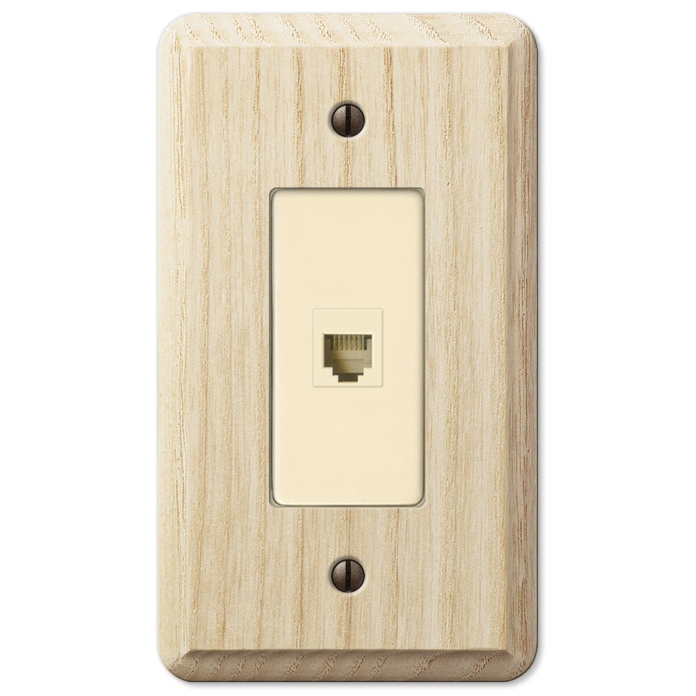 Placa de pared contemporánea de madera de fresno sin terminar - 1 toma de teléfono