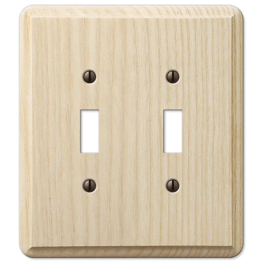 Placa de pared contemporánea de madera de fresno sin terminar con 2 palancas