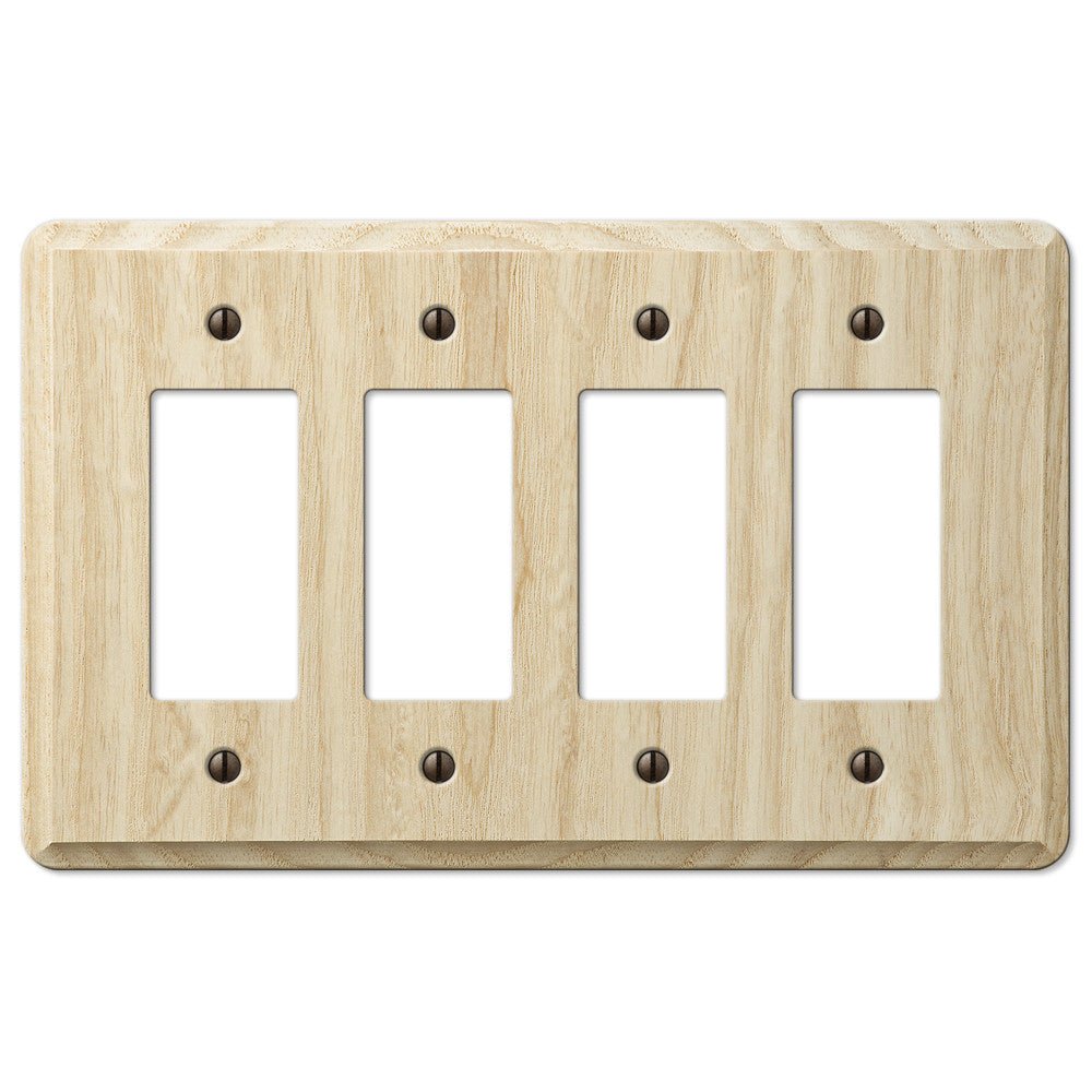 Placa de pared contemporánea de madera de fresno sin terminar de 4 balancines