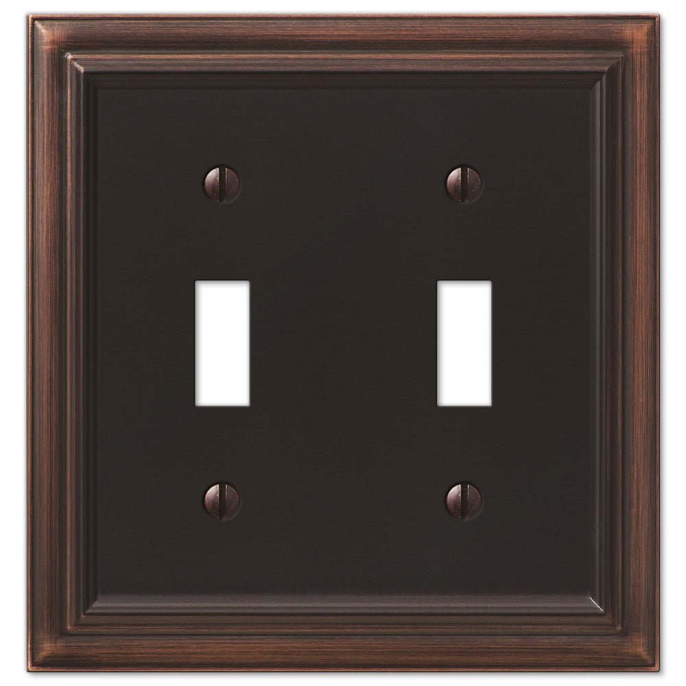 Fundición de bronce envejecido continental - Placa de pared con 2 palancas