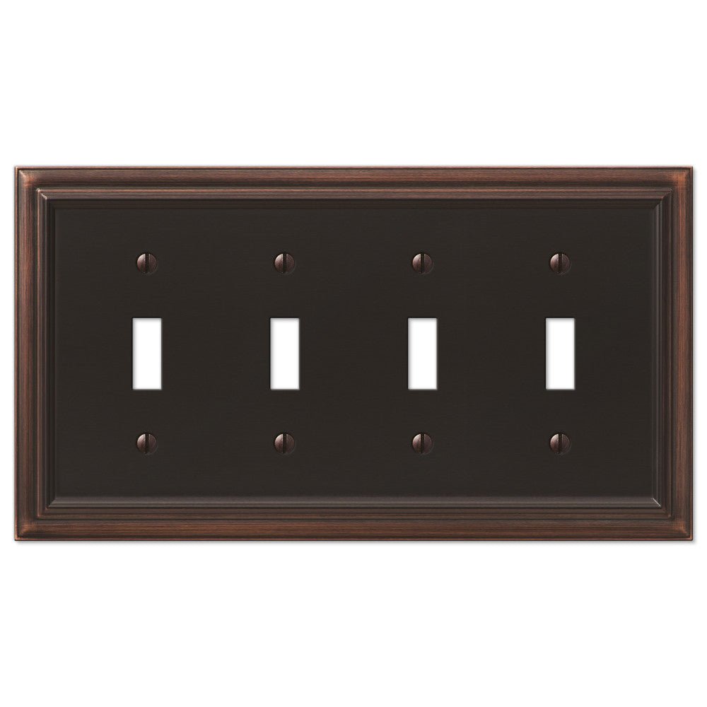 Fundición de bronce envejecido continental - Placa de pared con 4 palancas