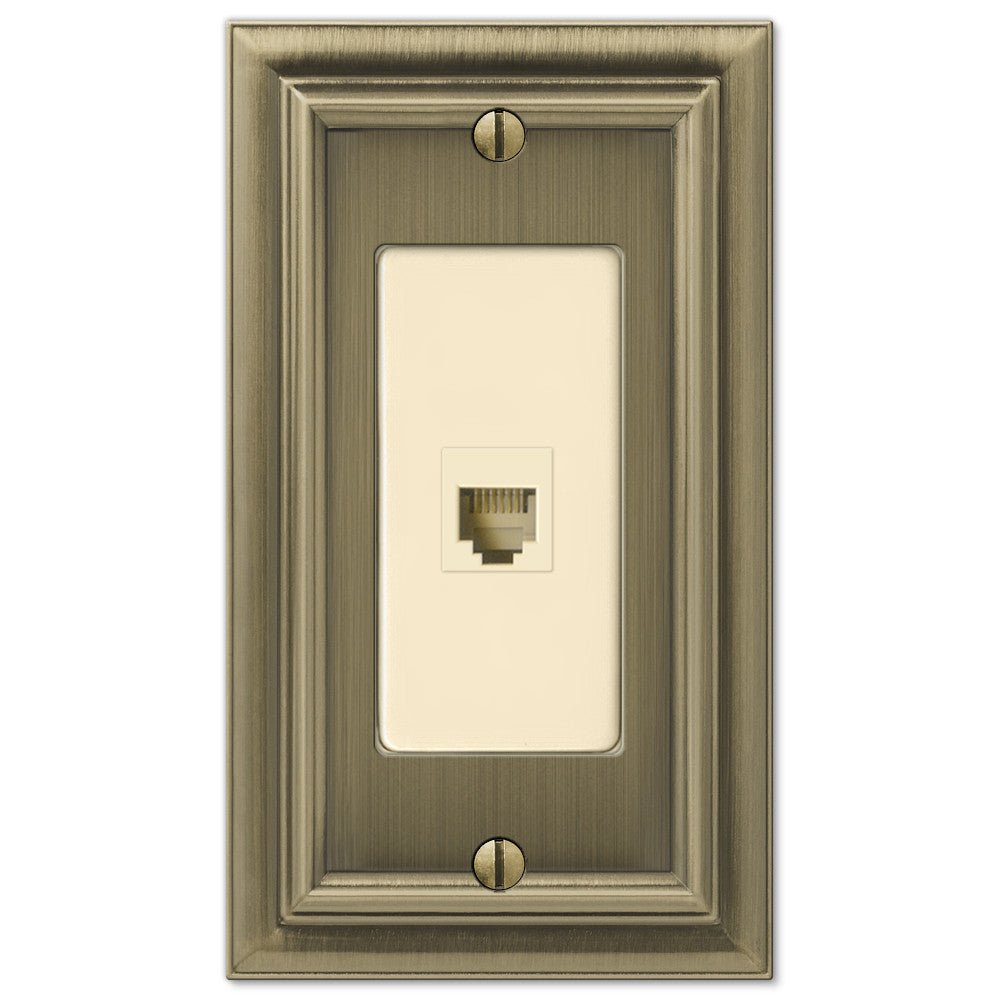 Placa de pared de latón fundido cepillado continental para 1 toma de teléfono