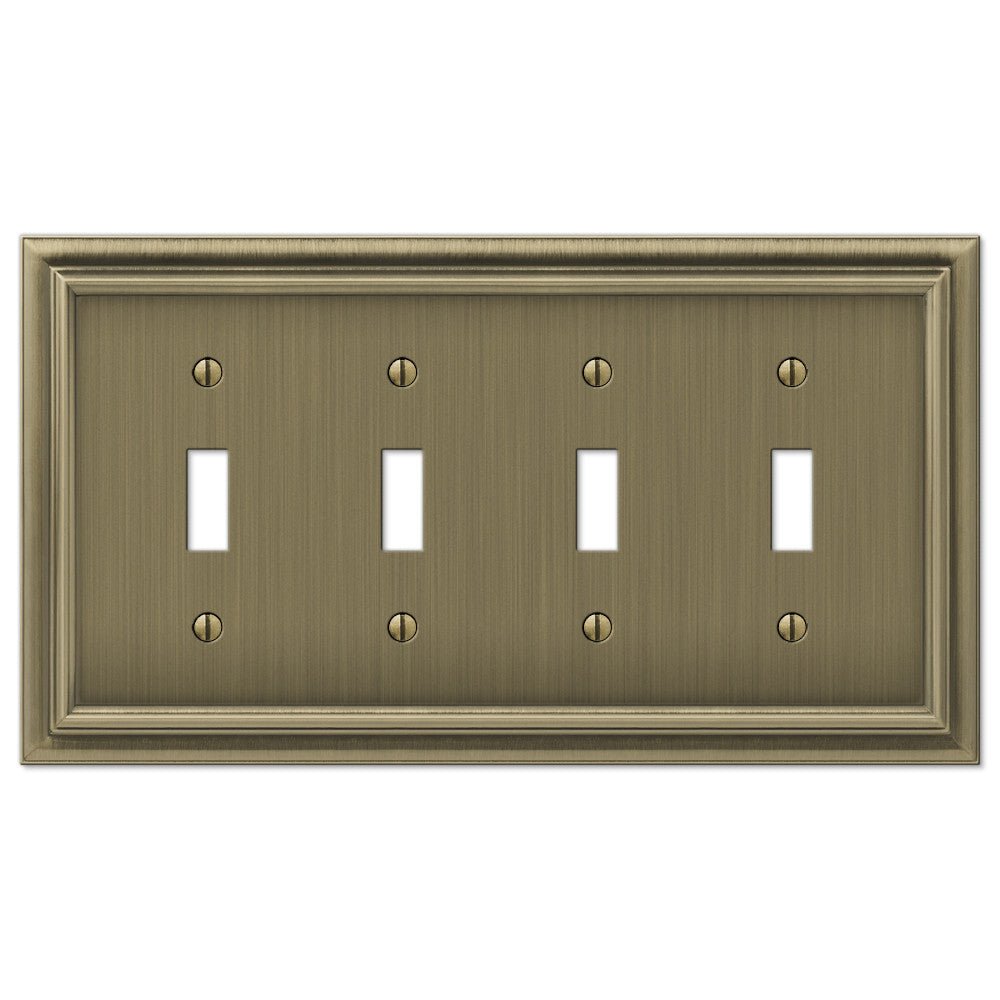 Placa de pared de latón fundido cepillado Continental de 4 palancas