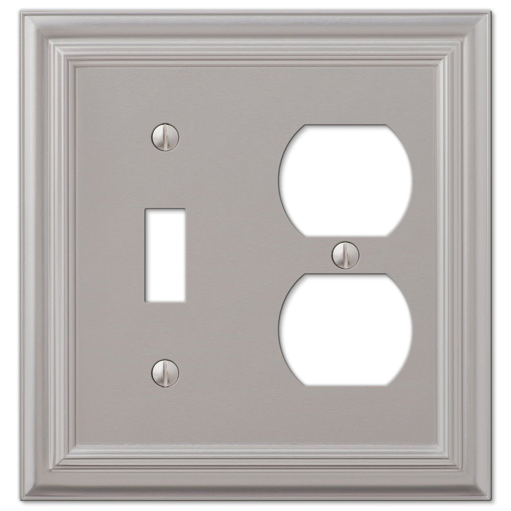 Fundido en níquel satinado continental: 1 palanca/1 placa de pared dúplex