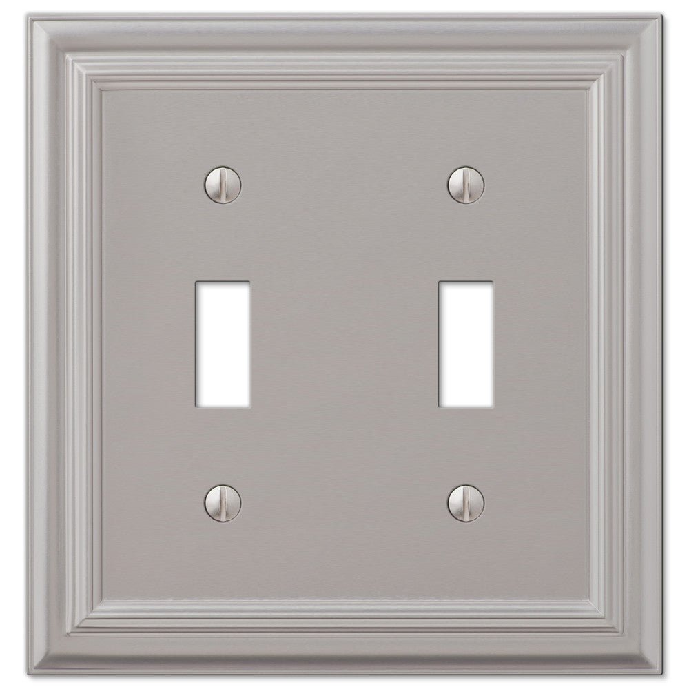 Placa de pared con 2 palancas de fundición de níquel satinado continental