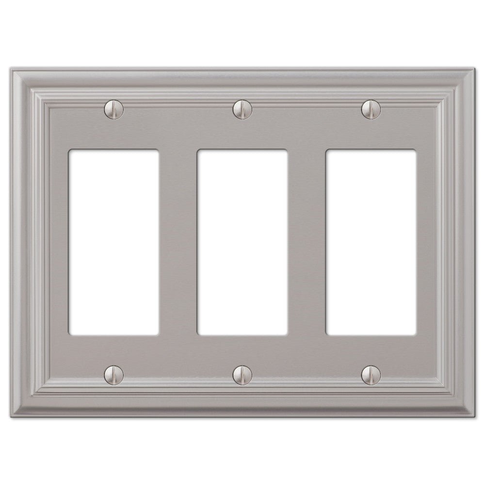 Placa de pared de níquel satinado fundido Continental de 3 balancines