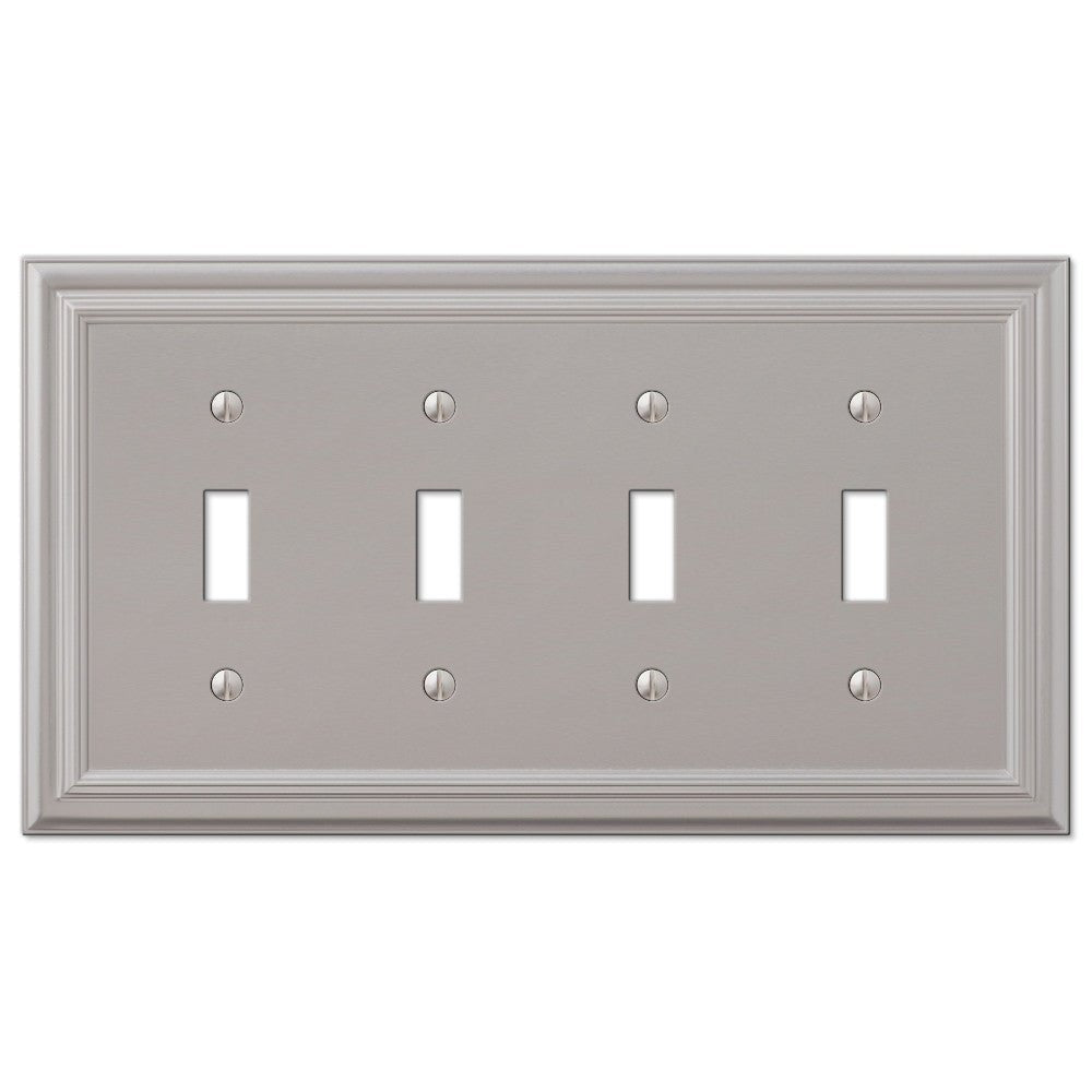 Placa de pared con 4 palancas de fundición de níquel satinado continental