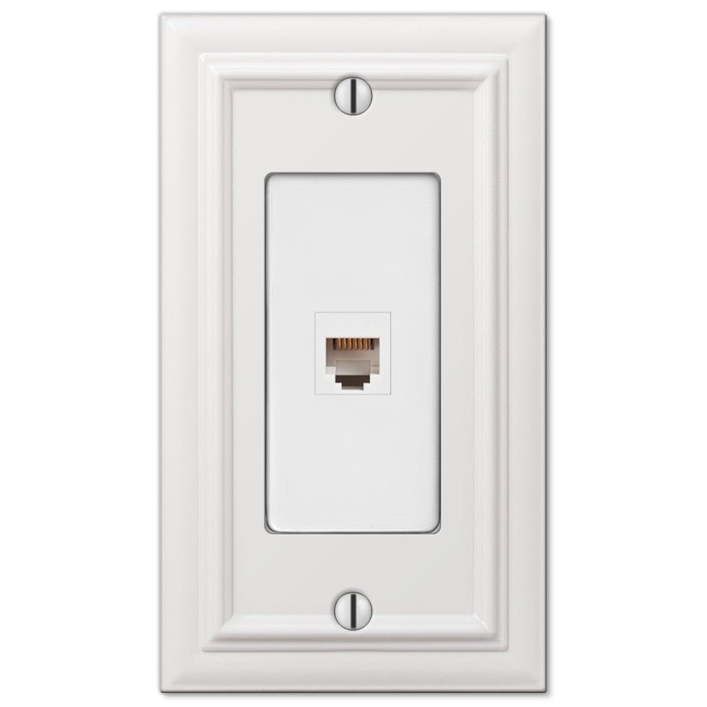 Placa de pared con toma de teléfono de color blanco continental