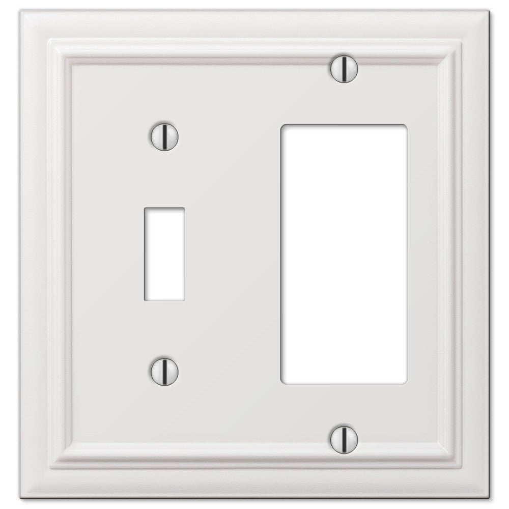 Placa de pared con 1 interruptor y 1 interruptor basculante de fundición blanca continental