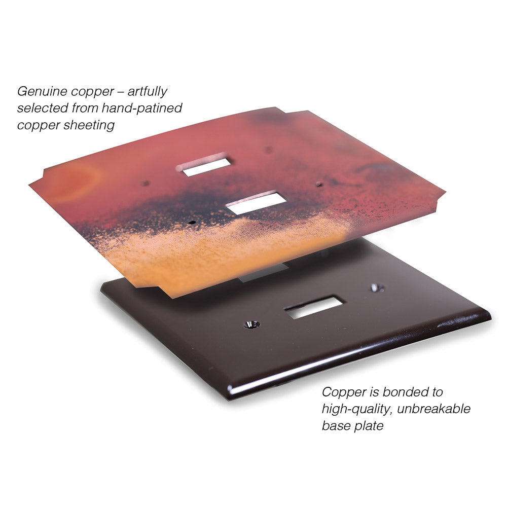 Cobre rojo vino - Placa de pared con 2 interruptores y 1 interruptor basculante