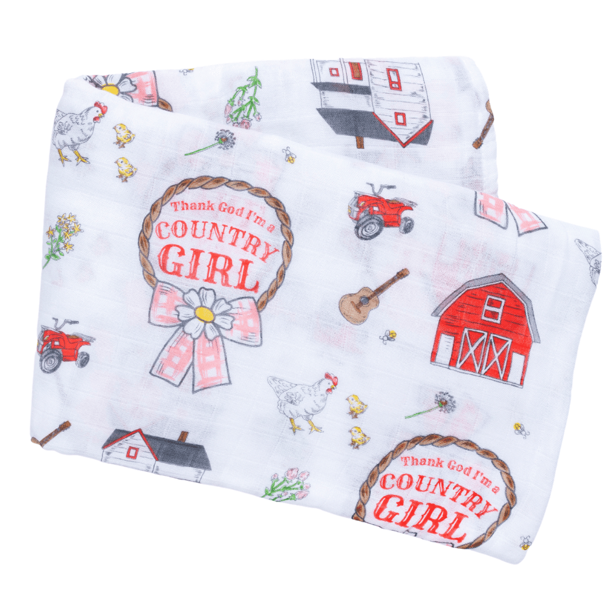 Conjunto de regalo para bebé Country Girl: manta para envolver al bebé y babero/eructo combinado