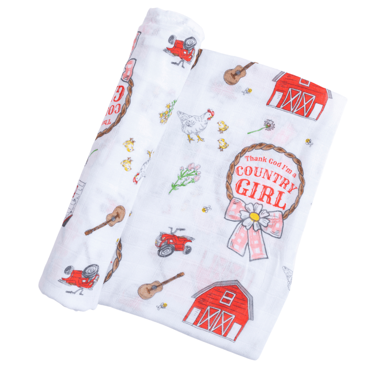 Conjunto de regalo para bebé Country Girl: manta para envolver al bebé y babero/eructo combinado