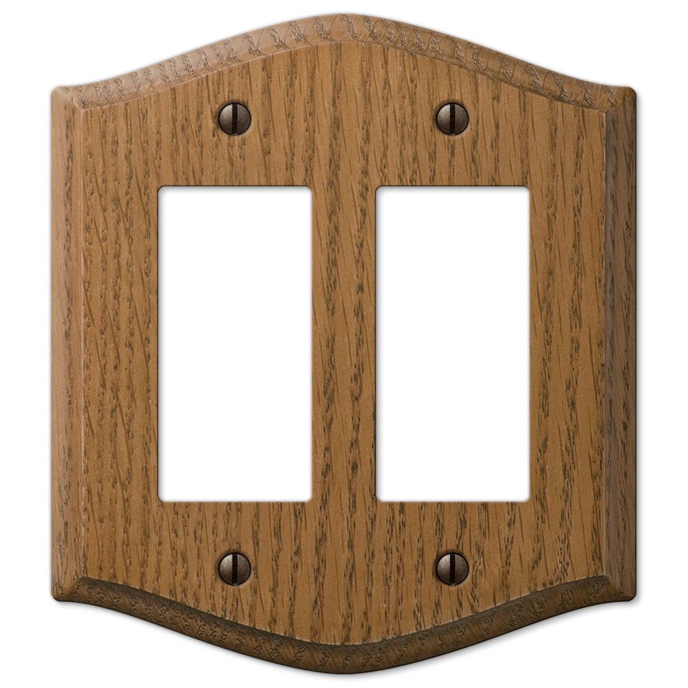 Placa de pared de madera de roble medio estilo campestre con 2 balancines