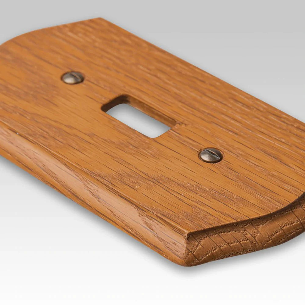 Placa de pared de madera de roble medio estilo campestre con 2 balancines