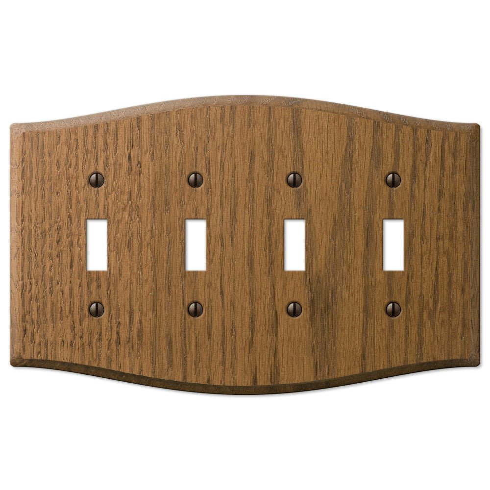 Placa de pared con 4 palancas de madera de roble medio estilo campestre