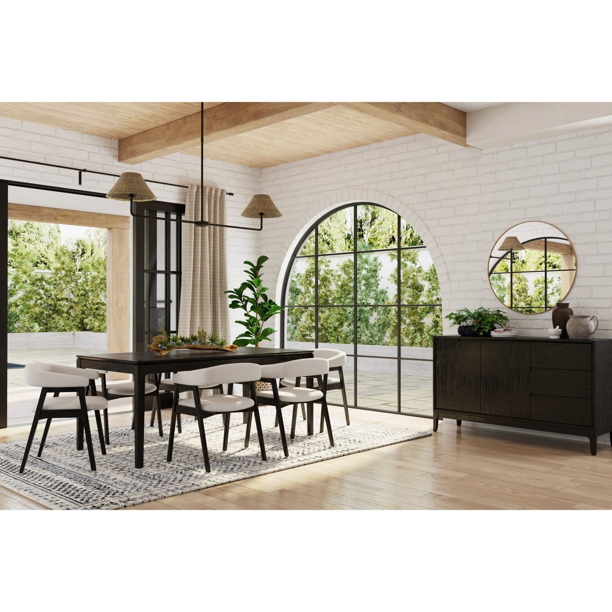 Mesa de comedor rectangular Cove, color negro vintage