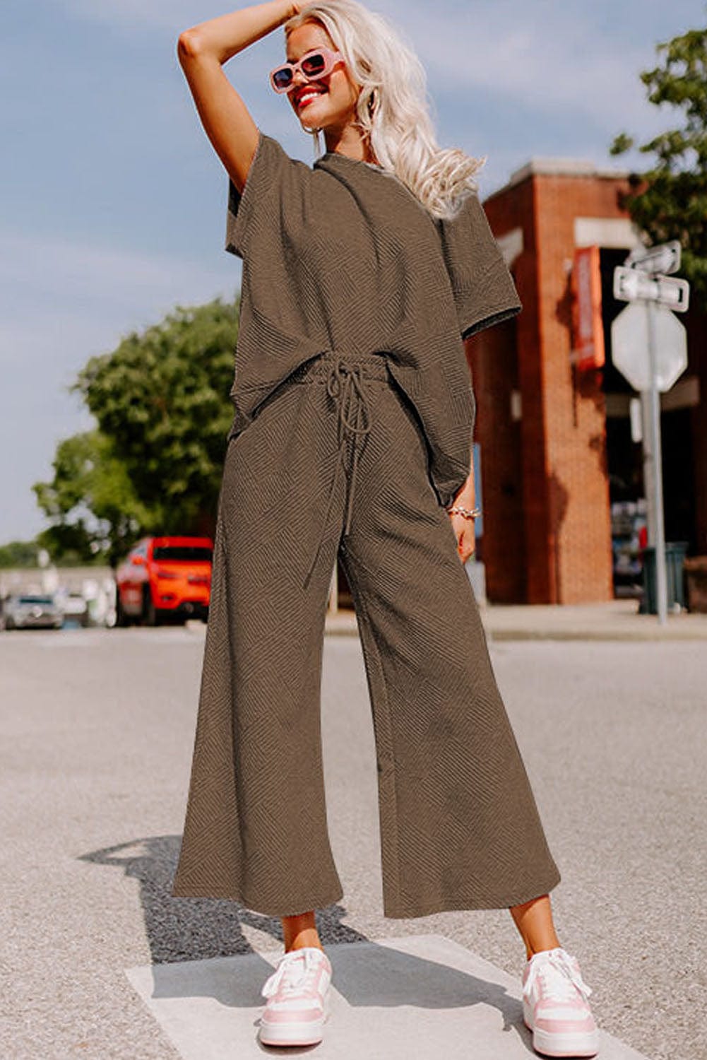 Versatile Short Sleeve Knit Jumpsuit Set
