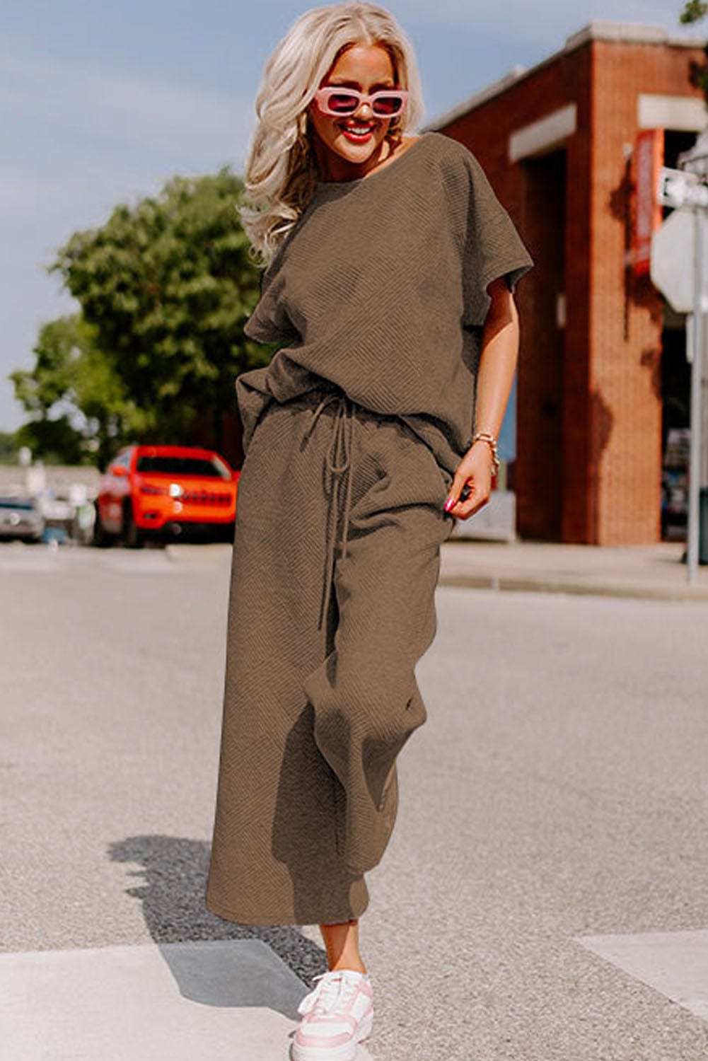 Versatile Short Sleeve Knit Jumpsuit Set