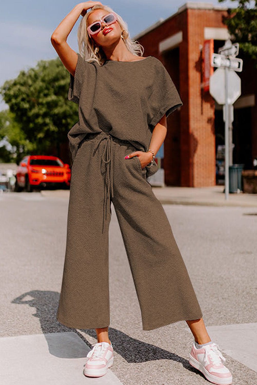 Versatile Short Sleeve Knit Jumpsuit Set