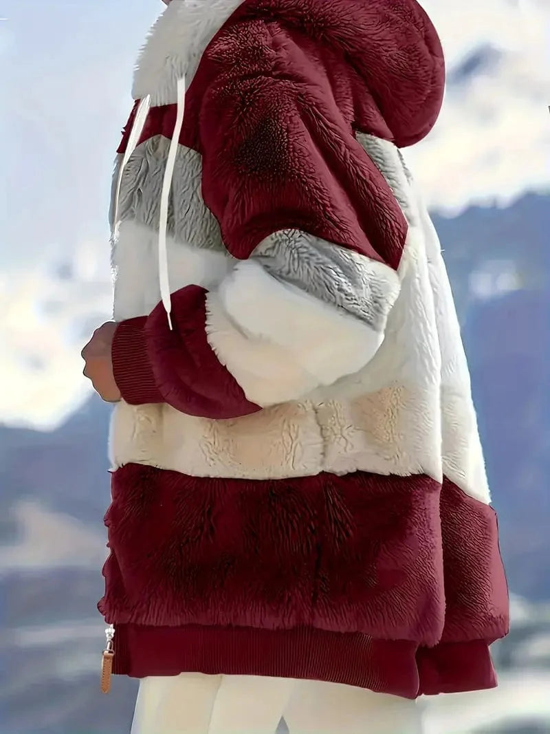 Drawstring Hooded Fleece Jacket