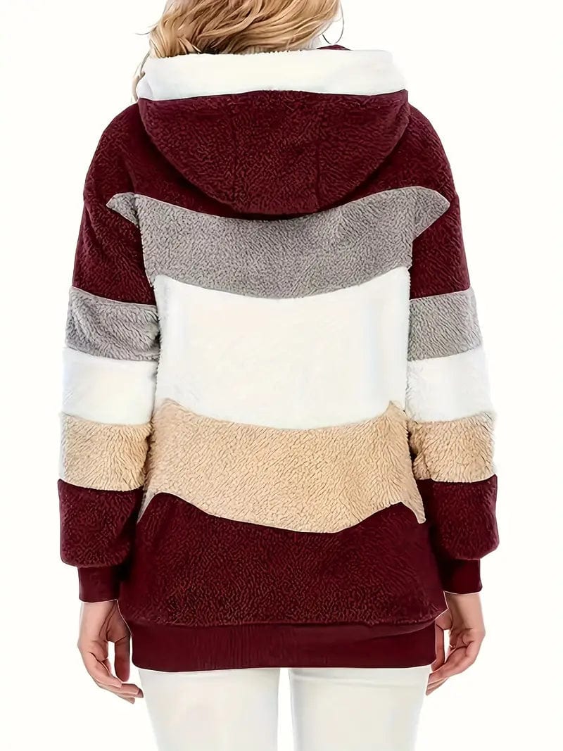 Drawstring Hooded Fleece Jacket
