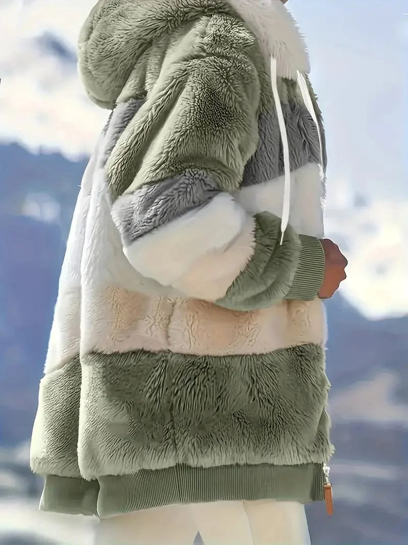 Drawstring Hooded Fleece Jacket