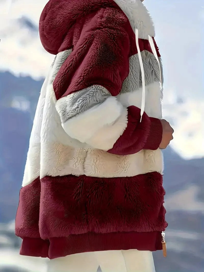 Drawstring Hooded Fleece Jacket