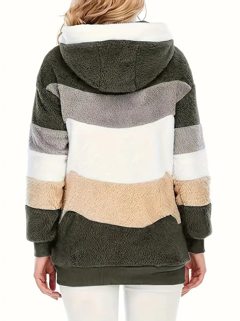 Drawstring Hooded Fleece Jacket